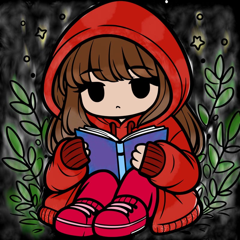 girl in oversized hoodie reading a book