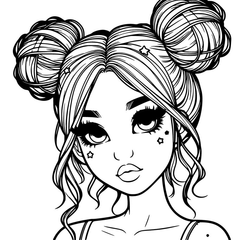 realistic girl with space buns