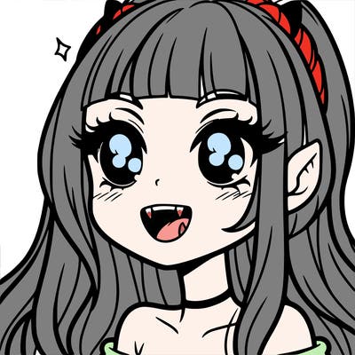 girl with fangs and long hair