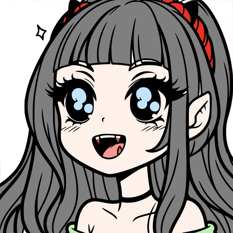 girl with fangs and long hair