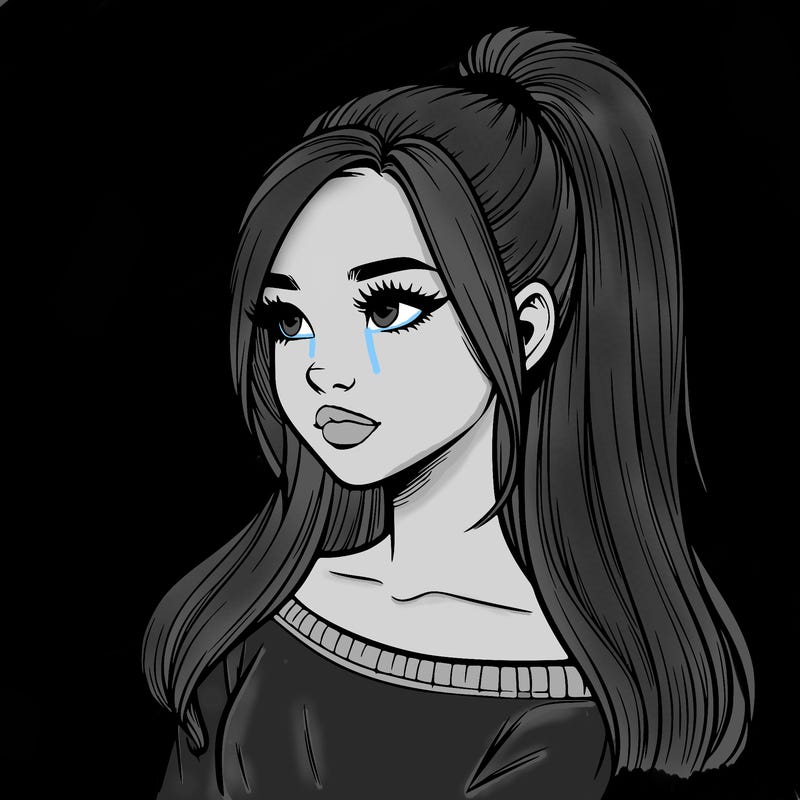 realistic girl with a high ponytail