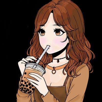 realistic girl drinking boba tea