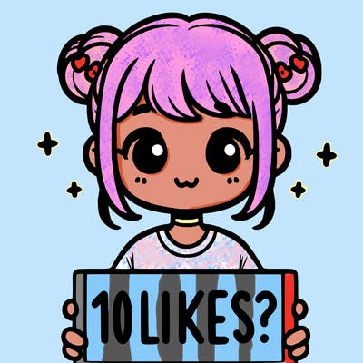 cute girl that is holding a sign that says 10 likes?