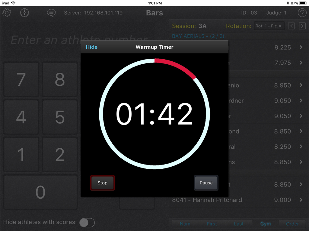 ProScore iKeypad - ProScore iKeypad warmup timer interface for gymnastics meets