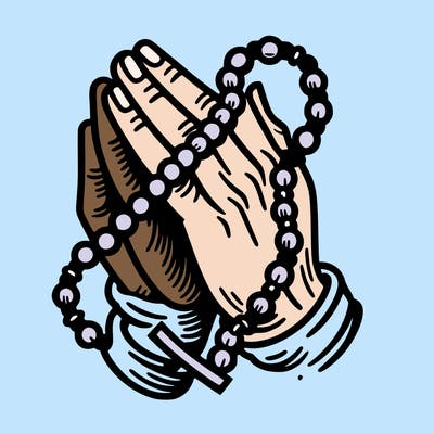 praying hands with rosary