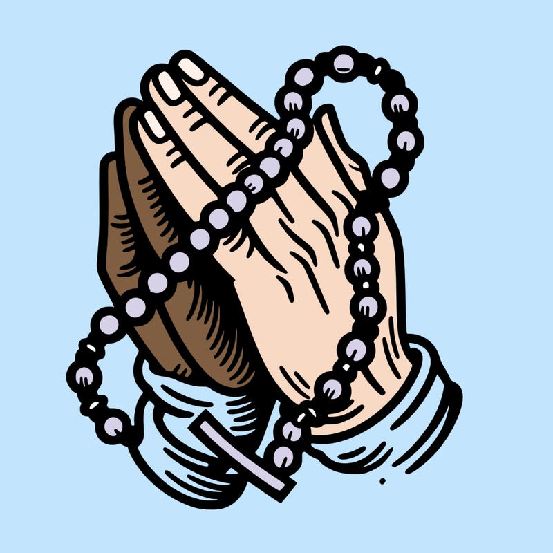 praying hands with rosary