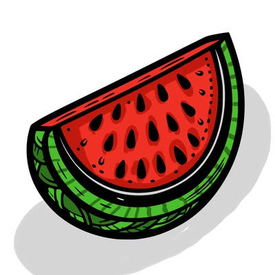 slice of water melon in the center