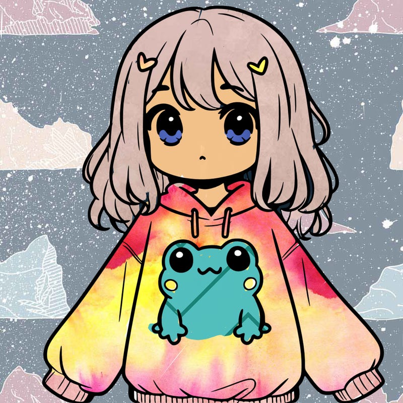 girl wearing frogging sweatshirt