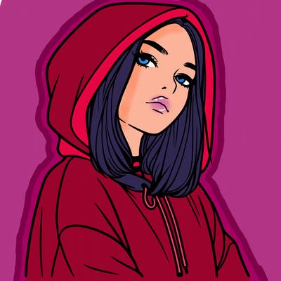 a realistic girl in a hoodie