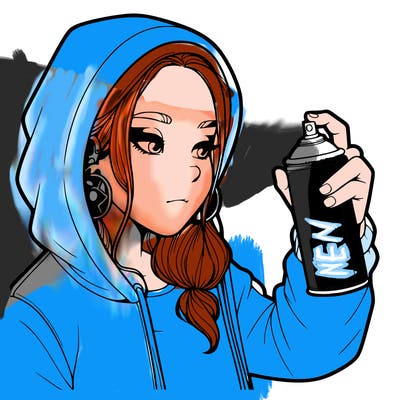 a realistic girl, spray painting