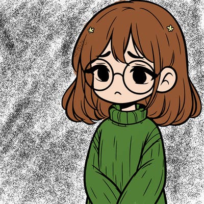 sad girl with glasses in a sweater
