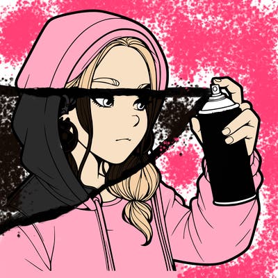 a realistic girl, spray painting