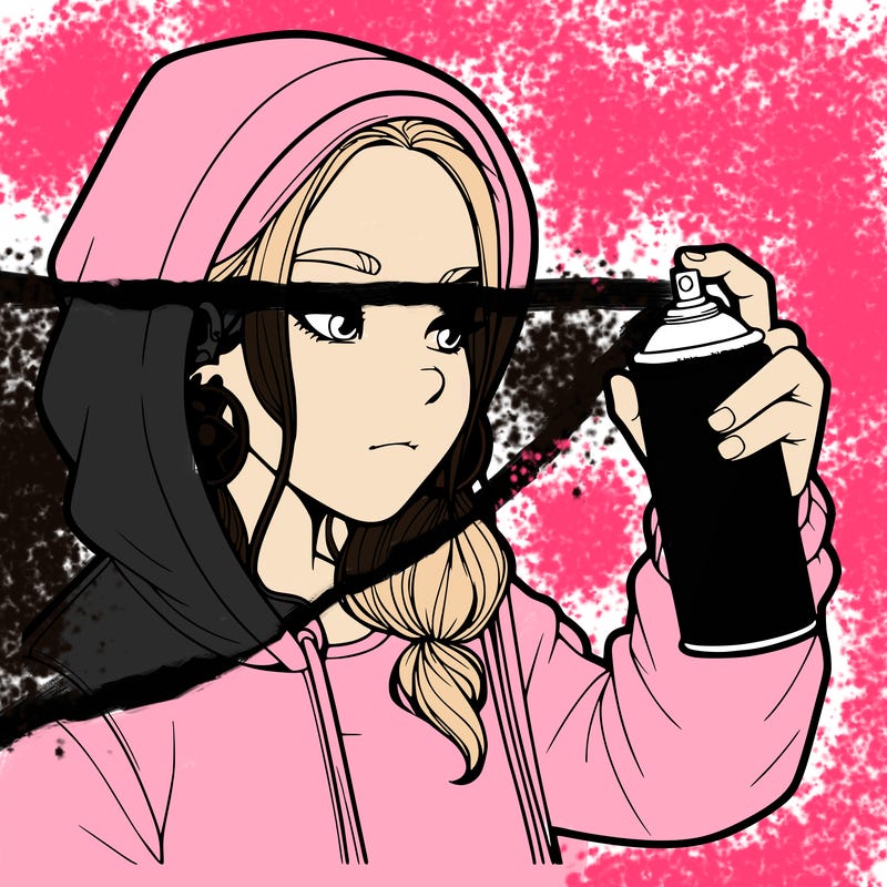 a realistic girl, spray painting