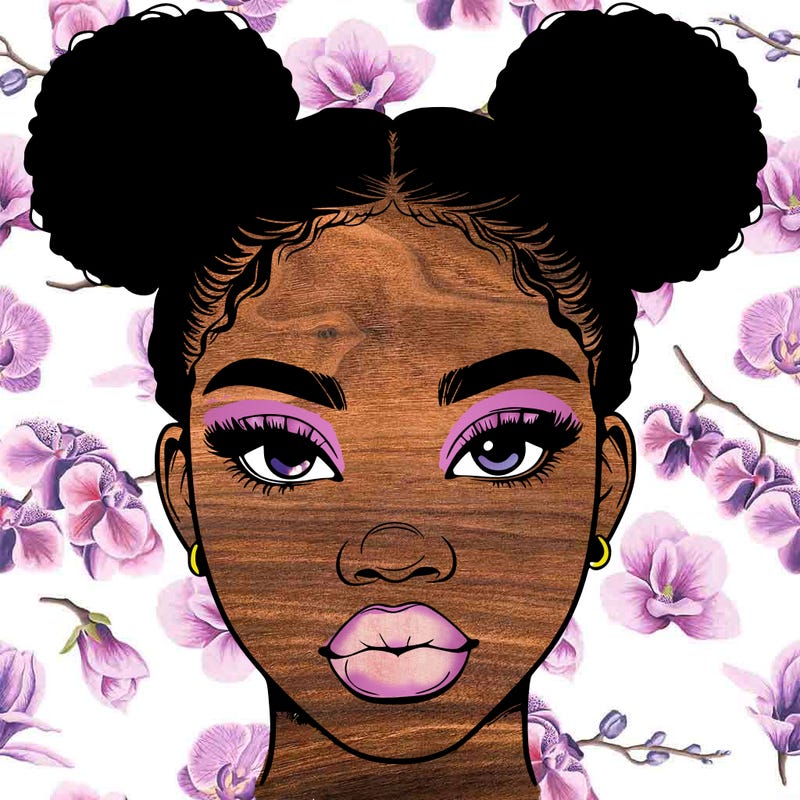 realistic black woman with two buns