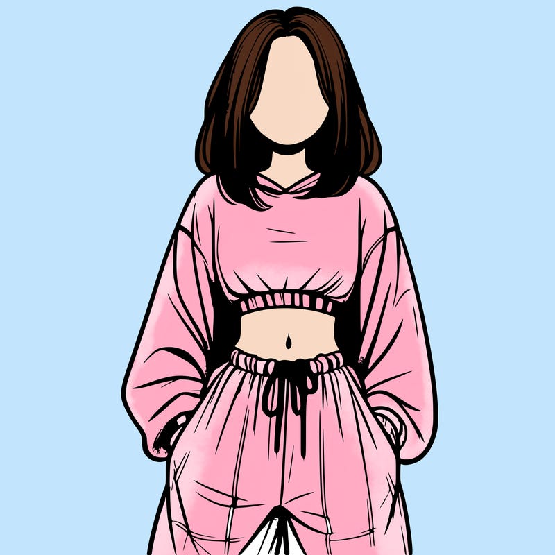 realistic girl faceless with baggy pants and a crop top