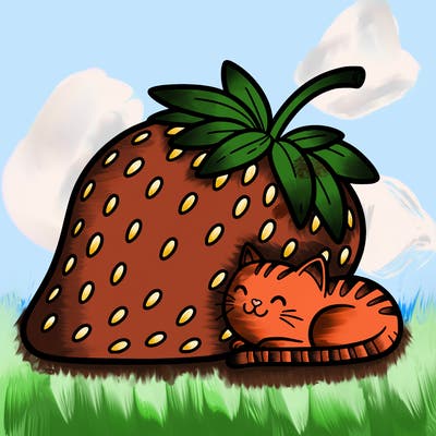 strawberry with cat in it