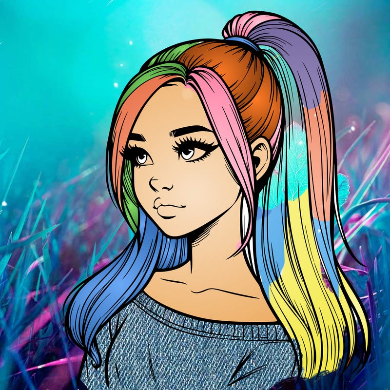 realistic girl with a high ponytail