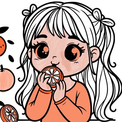 girl eating a orange