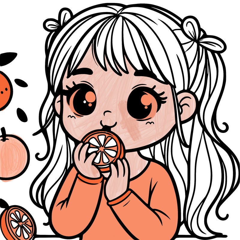 girl eating a orange