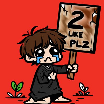 small poor toddler crying with sign that says 2 like plz