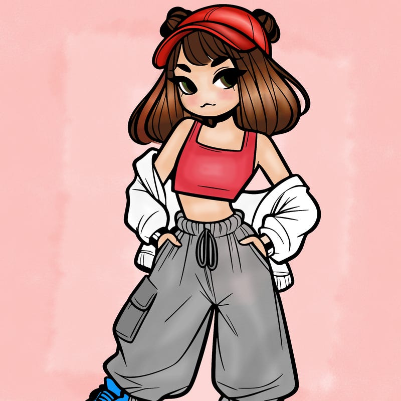girl in crop top and baggy pants
