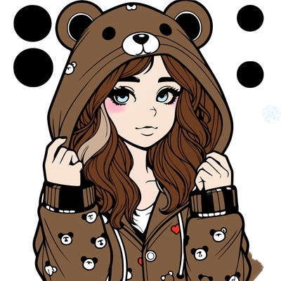 realistic girl in a animal pjs hoodie