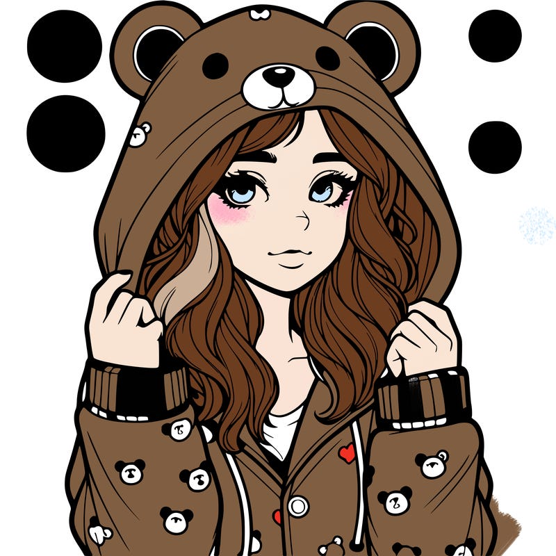 realistic girl in a animal pjs hoodie