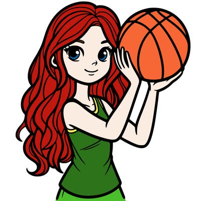 teen girl with playing basket ball
