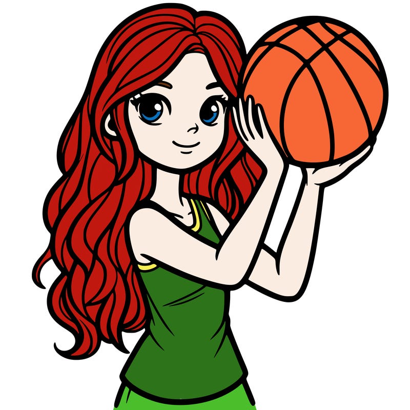 teen girl with playing basket ball