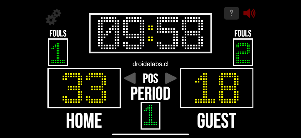 Scoreboard Basketball - DL - Digital basketball scoreboard interface showing scores fouls and game time