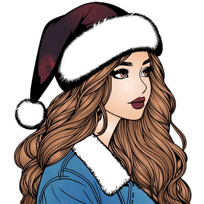 realistic girl in santa hat
