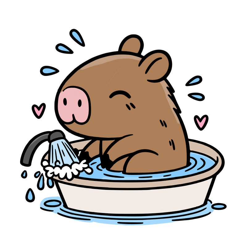 capybara taking a bath