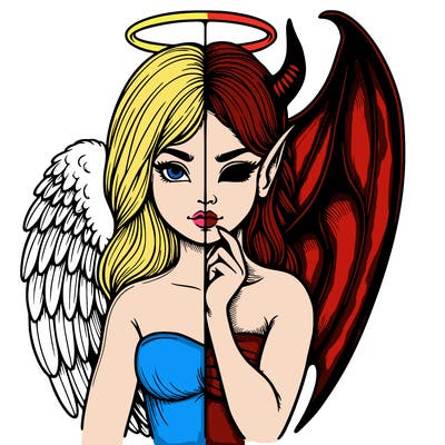 realistic angel half demon