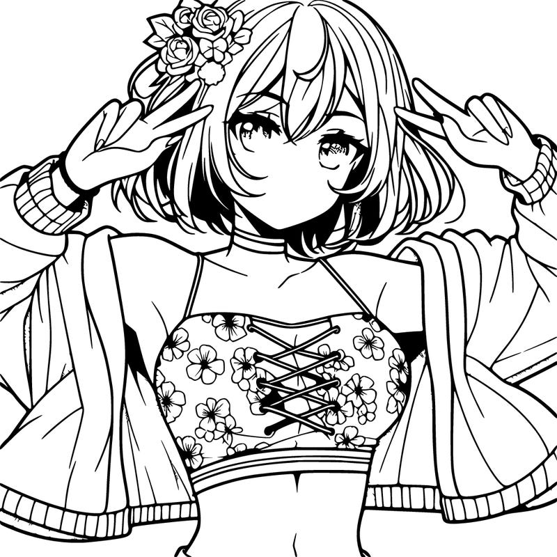anime girl with crop top