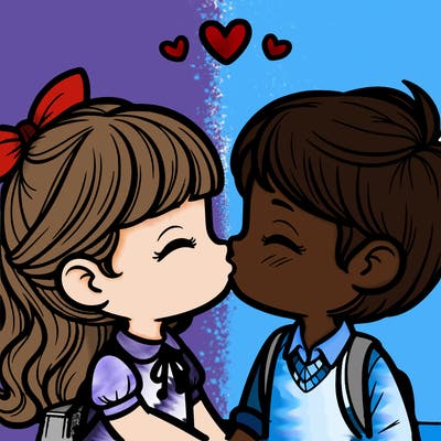 boy and girl kissing
