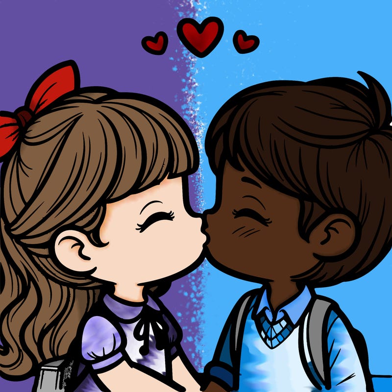 boy and girl kissing