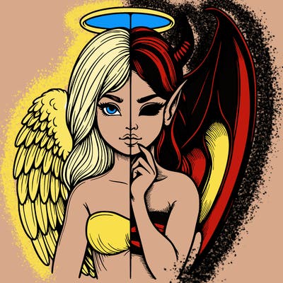 realistic angel half demon