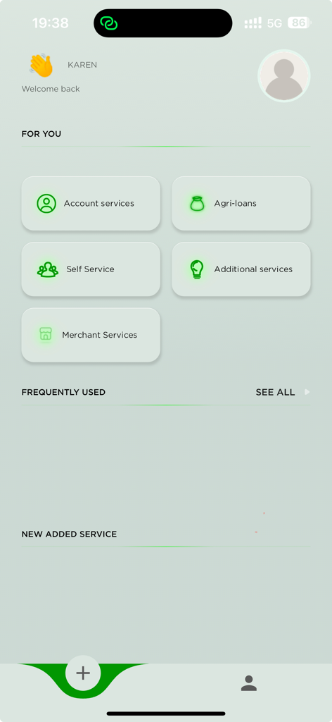 The main dashboard of the CRDB SmartBranch app displaying various banking service modules for field officers.