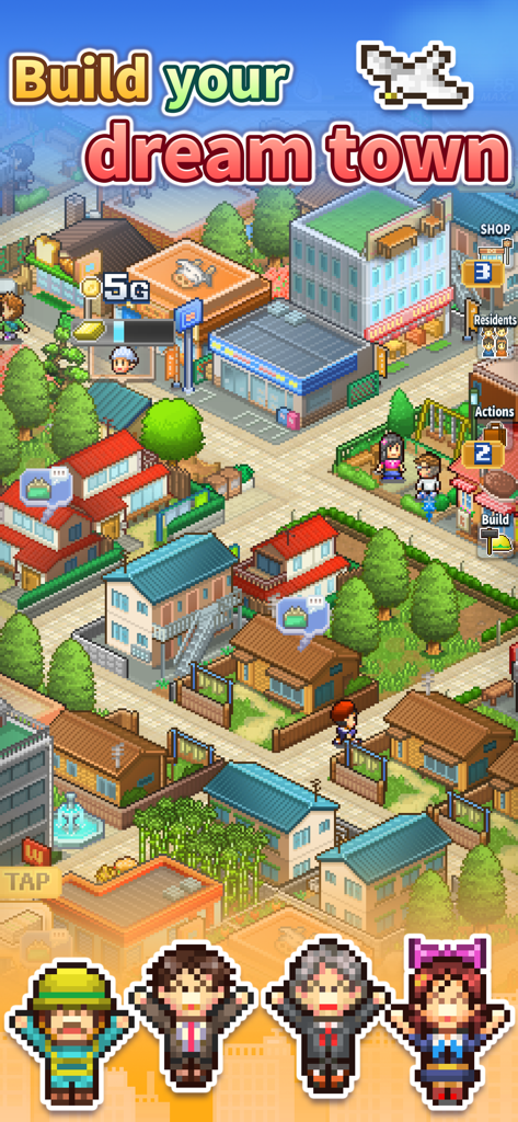 Dream Town Story - Jugabilidad de simulación de ciudad isométrica de arte pixelado en Dream Town Story