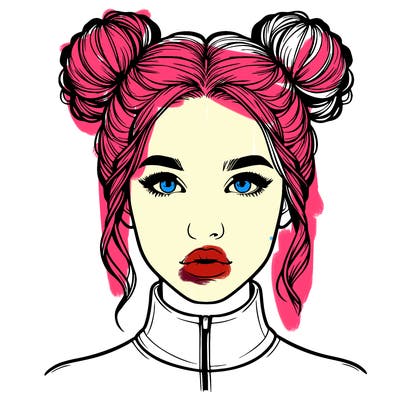 realistic woman that has space buns