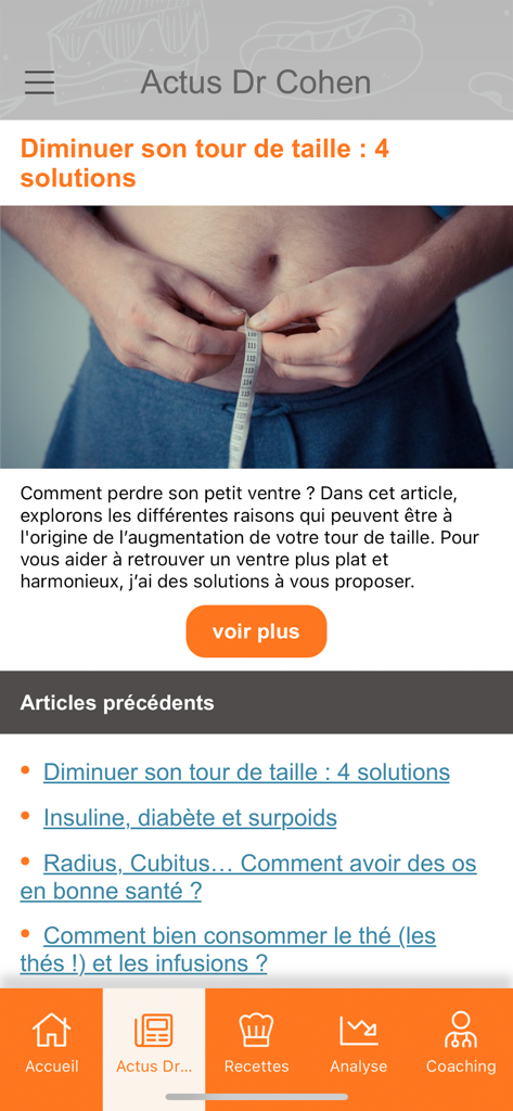 Méthode Cohen - Articles sur la nutrition et la perte de poids dans l'application mobile Methode Cohen
