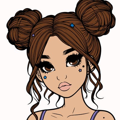 realistic girl with space buns