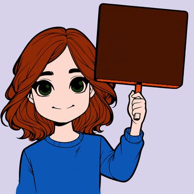 realistic girl holding up a sign