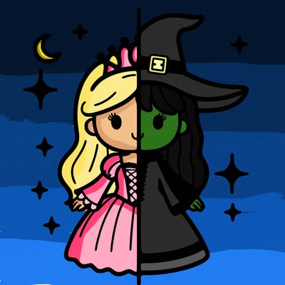 split princess and witch