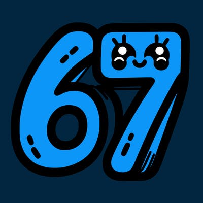 the numbers 67