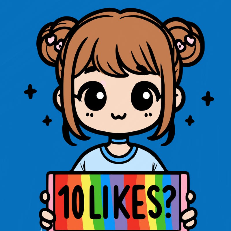 cute girl that is holding a sign that says 10 likes?