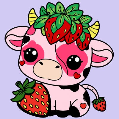 cute strawberry cow