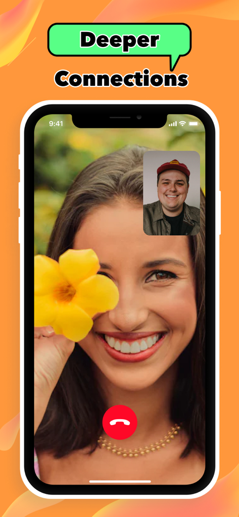 Sharky - Make New Friends - Two people smiling during a video call on the Sharky social networking app