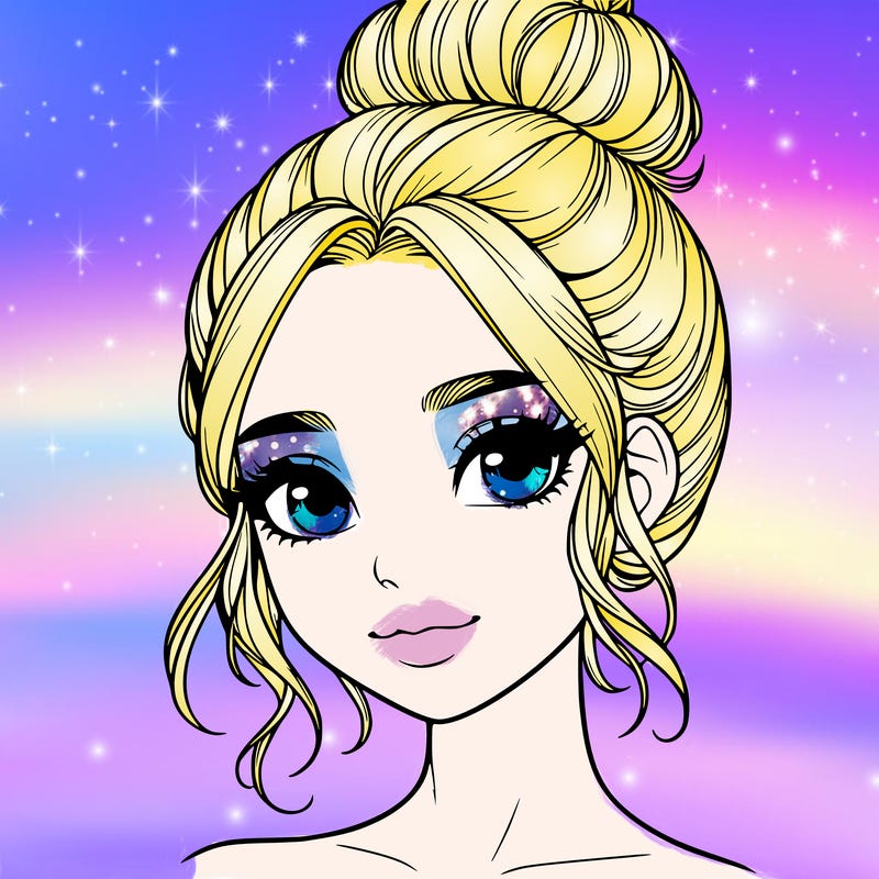 realistic pretty girl with hair in bun