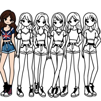 a group of girls wearing crop tops and shorts